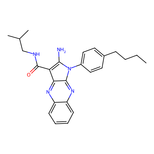 2-amino-1-(4-butylphenyl)-N-(2-methylpropyl)-1H-pyrrolo[2,3-b]quinoxaline-3-carboxamide structure