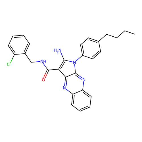 2-amino-1-(4-butylphenyl)-N-(2-chlorobenzyl)-1H-pyrrolo[2,3-b]quinoxaline-3-carboxamide structure