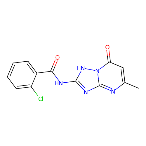 2-chloro-N-(7-hydroxy-5-methyl[1,2,4]triazolo[1,5-a]pyrimidin-2-yl)benzamide structure