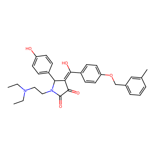 (4E)-1-(2-diethylaminoethyl)-4-[hydroxy-[4-[(3-methylphenyl)methoxy]phenyl]methylidene]-5-(4-hydroxyphenyl)pyrrolidine-2,3-dione structure