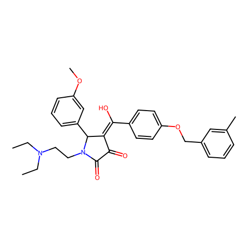 (4E)-1-(2-diethylaminoethyl)-4-[hydroxy-[4-[(3-methylphenyl)methoxy]phenyl]methylidene]-5-(3-methoxyphenyl)pyrrolidine-2,3-dione structure
