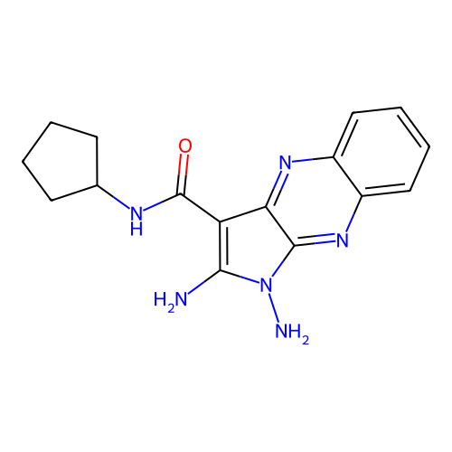 1,2-diamino-N-cyclopentyl-1H-pyrrolo[2,3-b]quinoxaline-3-carboxamide structure