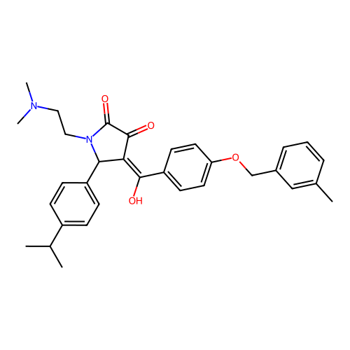 (4E)-1-(2-dimethylaminoethyl)-4-[hydroxy-[4-[(3-methylphenyl)methoxy]phenyl]methylidene]-5-(4-propan-2-ylphenyl)pyrrolidine-2,3-dione structure