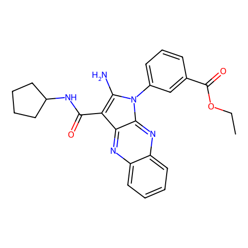 ethyl 3-(2-amino-3-(cyclopentylcarbamoyl)-1H-pyrrolo[2,3-b]quinoxalin-1-yl)benzoate structure