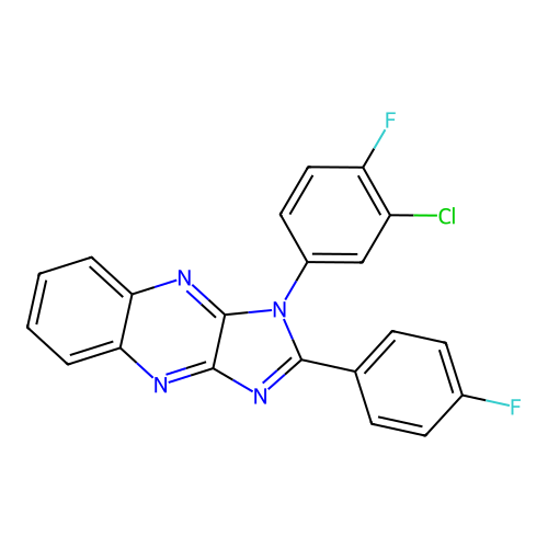 1-(3-chloro-4-fluorophenyl)-2-(4-fluorophenyl)-1H-imidazo[4,5-b]quinoxaline structure