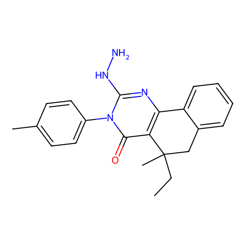 5-ethyl-2-hydrazinyl-5-methyl-3-(p-tolyl)-5,6-dihydrobenzo[h]quinazolin-4(3H)-one structure