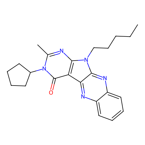 3-cyclopentyl-2-methyl-11-pentyl-3H-pyrimido[5',4':4,5]pyrrolo[2,3-b]quinoxalin-4(11H)-one structure
