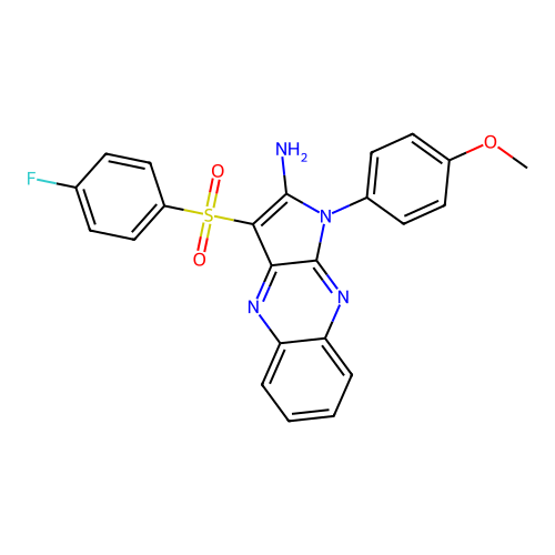 3-((4-fluorophenyl)sulfonyl)-1-(4-methoxyphenyl)-1H-pyrrolo[2,3-b]quinoxalin-2-amine structure