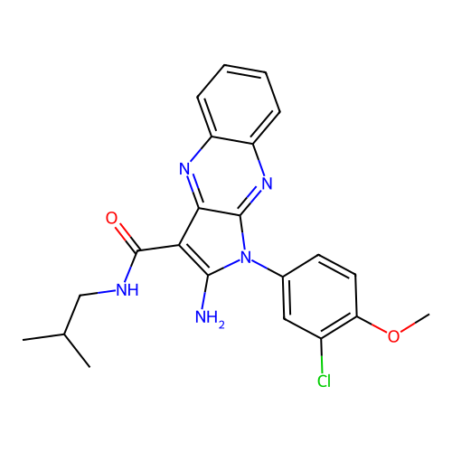2-amino-1-(3-chloro-4-methoxyphenyl)-N-isobutyl-1H-pyrrolo[2,3-b]quinoxaline-3-carboxamide structure