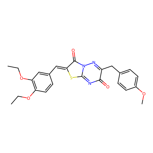 (2Z)-2-[(3,4-diethoxyphenyl)methylidene]-6-[(4-methoxyphenyl)methyl]-[1,3]thiazolo[3,2-b][1,2,4]triazine-3,7-dione structure