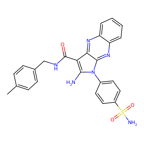 2-amino-N-(4-methylbenzyl)-1-(4-sulfamoylphenyl)-1H-pyrrolo[2,3-b]quinoxaline-3-carboxamide structure