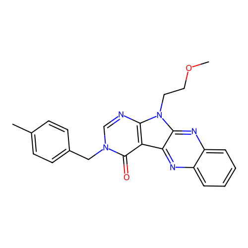 11-(2-methoxyethyl)-3-(4-methylbenzyl)-3H-pyrimido[5',4':4,5]pyrrolo[2,3-b]quinoxalin-4(11H)-one structure