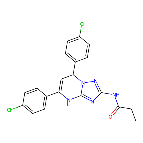 N-(5,7-bis(4-chlorophenyl)-4,7-dihydro-[1,2,4]triazolo[1,5-a]pyrimidin-2-yl)propionamide structure