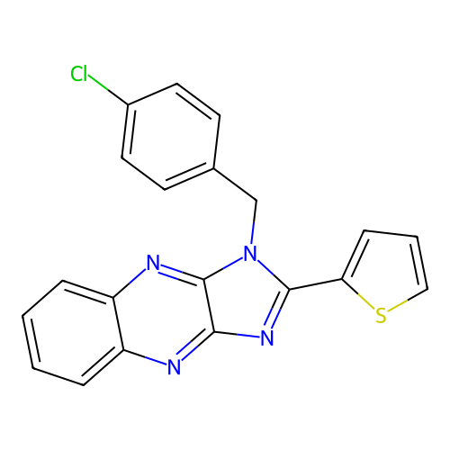 1-(4-chlorobenzyl)-2-(thiophen-2-yl)-1H-imidazo[4,5-b]quinoxaline structure