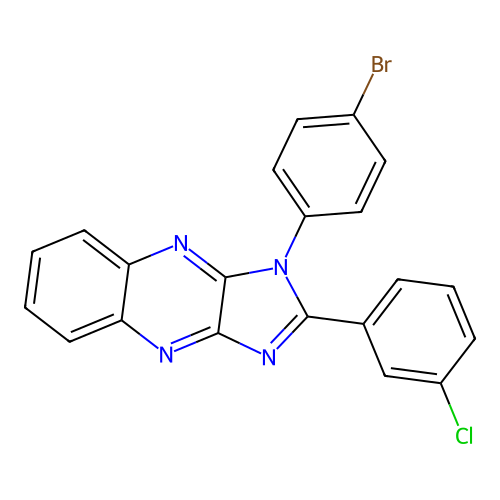 1-(4-bromophenyl)-2-(3-chlorophenyl)-1H-imidazo[4,5-b]quinoxaline structure