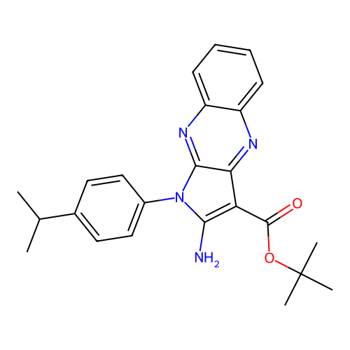 tert-butyl 2-amino-1-(4-isopropylphenyl)-1H-pyrrolo[2,3-b]quinoxaline-3-carboxylate structure