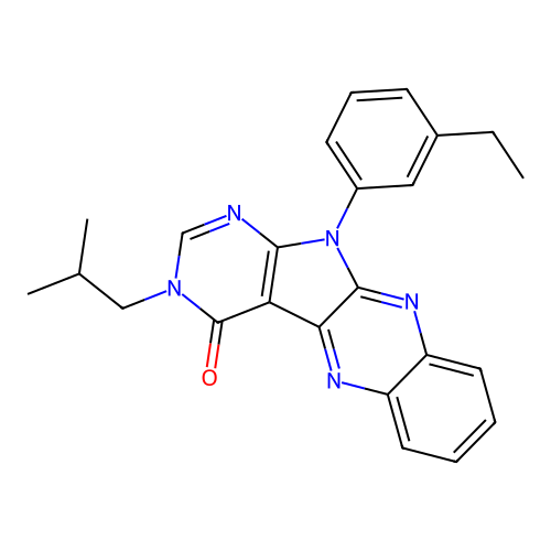 11-(3-ethylphenyl)-3-isobutyl-3H-pyrimido[5',4':4,5]pyrrolo[2,3-b]quinoxalin-4(11H)-one structure