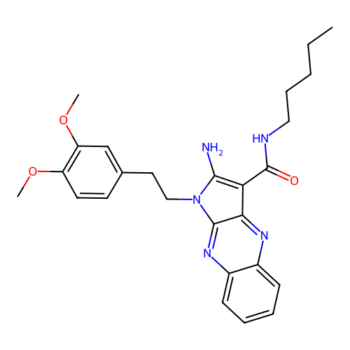 2-amino-1-[2-(3,4-dimethoxyphenyl)ethyl]-N-pentyl-1H-pyrrolo[2,3-b]quinoxaline-3-carboxamide structure