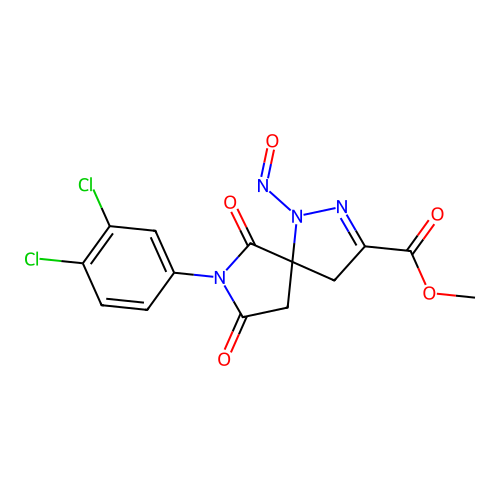 methyl 7-(3,4-dichlorophenyl)-1-nitroso-6,8-dioxo-1,2,7-triazaspiro[4.4]non-2-ene-3-carboxylate structure