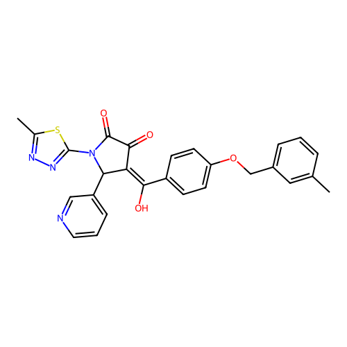 3-hydroxy-1-(5-methyl-1,3,4-thiadiazol-2-yl)-4-{4-[(3-methylphenyl)methoxy]benzoyl}-5-(pyridin-3-yl)-2,5-dihydro-1H-pyrrol-2-one structure
