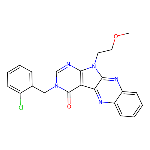 3-(2-chlorobenzyl)-11-(2-methoxyethyl)-3,11-dihydro-4H-pyrimido[5',4':4,5]pyrrolo[2,3-b]quinoxalin-4-one structure