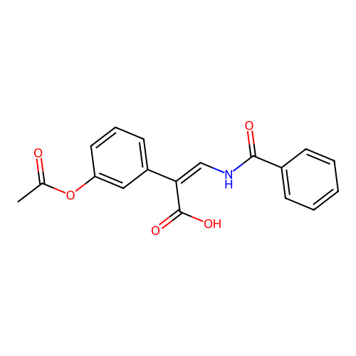 (2Z)-2-[3-(acetyloxy)phenyl]-3-[(phenylcarbonyl)amino]prop-2-enoic acid structure