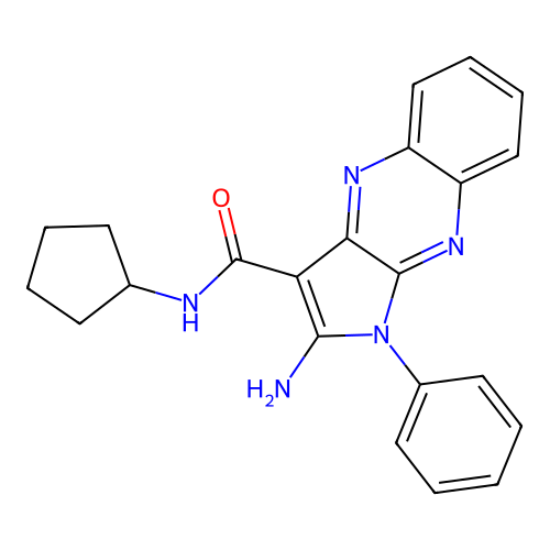 2-amino-N-cyclopentyl-1-phenyl-1H-pyrrolo[2,3-b]quinoxaline-3-carboxamide structure