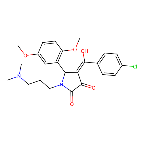 (4E)-4-[(4-chlorophenyl)-hydroxymethylidene]-5-(2,5-dimethoxyphenyl)-1-[3-(dimethylamino)propyl]pyrrolidine-2,3-dione structure