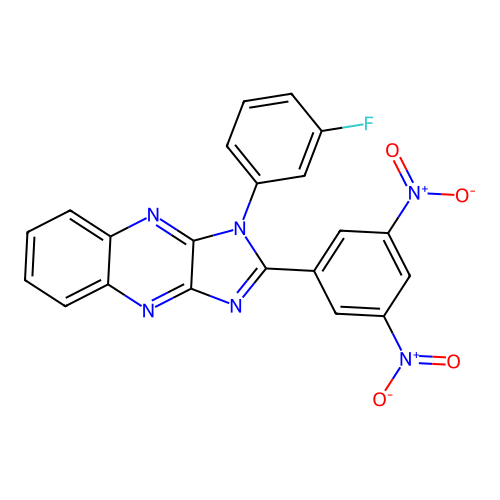2-(3,5-dinitrophenyl)-1-(3-fluorophenyl)-1H-imidazo[4,5-b]quinoxaline structure