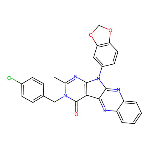 11-(1,3-benzodioxol-5-yl)-3-(4-chlorobenzyl)-2-methyl-3,11-dihydro-4H-pyrimido[5',4':4,5]pyrrolo[2,3-b]quinoxalin-4-one structure