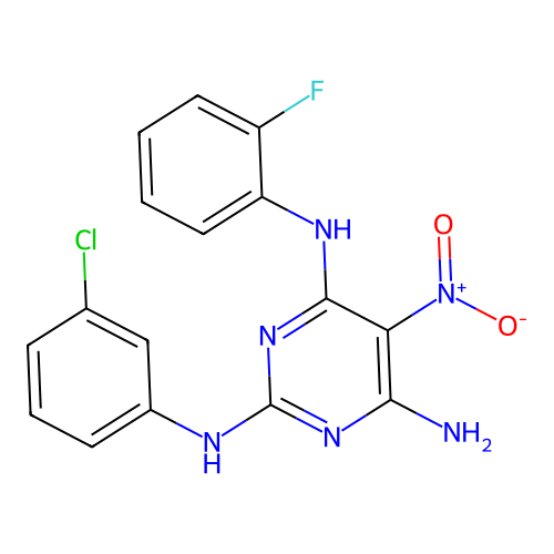 {6-Amino-2-[(3-chlorophenyl)amino]-5-nitropyrimidin-4-yl}(2-fluorophenyl)amine structure