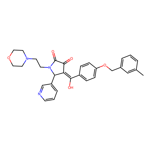 (4E)-4-(hydroxy{4-[(3-methylbenzyl)oxy]phenyl}methylidene)-1-[2-(morpholin-4-yl)ethyl]-5-(pyridin-3-yl)pyrrolidine-2,3-dione structure