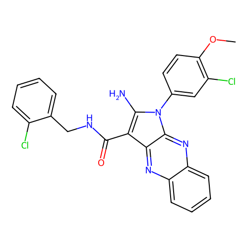 2-amino-1-(3-chloro-4-methoxyphenyl)-N-(2-chlorobenzyl)-1H-pyrrolo[2,3-b]quinoxaline-3-carboxamide structure