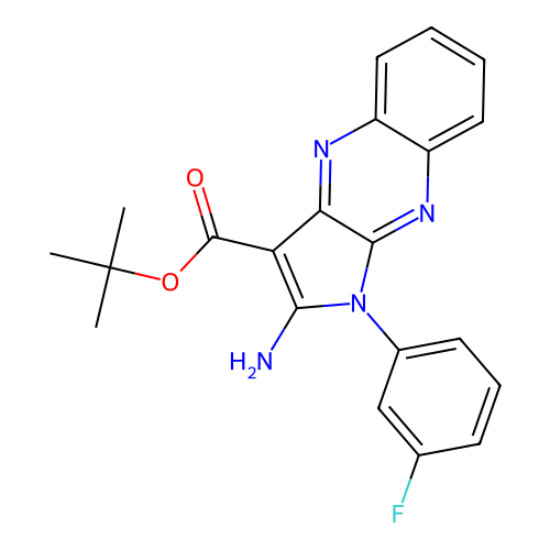 tert-butyl 2-amino-1-(3-fluorophenyl)-1H-pyrrolo[2,3-b]quinoxaline-3-carboxylate structure