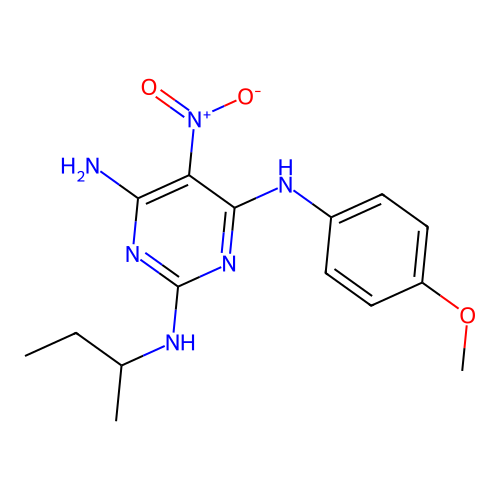 N~2~-(butan-2-yl)-N~4~-(4-methoxyphenyl)-5-nitropyrimidine-2,4,6-triamine structure