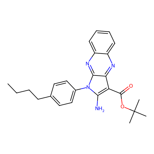 tert-butyl 2-amino-1-(4-butylphenyl)-1H-pyrrolo[2,3-b]quinoxaline-3-carboxylate structure