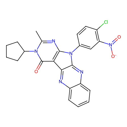 11-(4-chloro-3-nitrophenyl)-3-cyclopentyl-2-methyl-3H-pyrimido[5',4':4,5]pyrrolo[2,3-b]quinoxalin-4(11H)-one structure