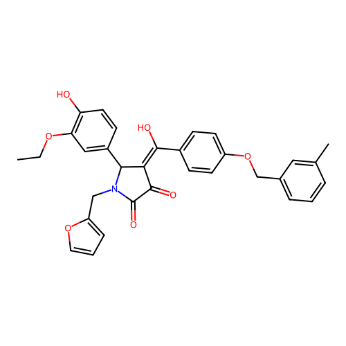 (4E)-5-(3-ethoxy-4-hydroxyphenyl)-1-(furan-2-ylmethyl)-4-(hydroxy{4-[(3-methylbenzyl)oxy]phenyl}methylidene)pyrrolidine-2,3-dione structure