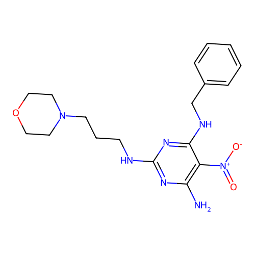 N'-Benzyl-N-(3-morpholin-4-yl-propyl)-5-nitro-pyrimidine-2,4,6-triamine structure
