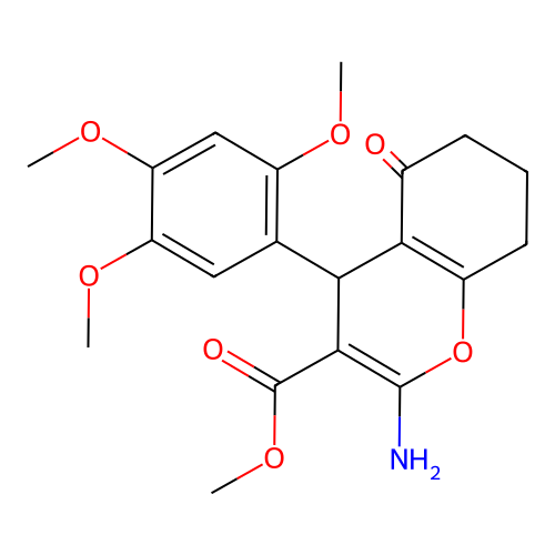 methyl 2-amino-5-oxo-4-(2,4,5-trimethoxyphenyl)-5,6,7,8-tetrahydro-4H-chromene-3-carboxylate structure