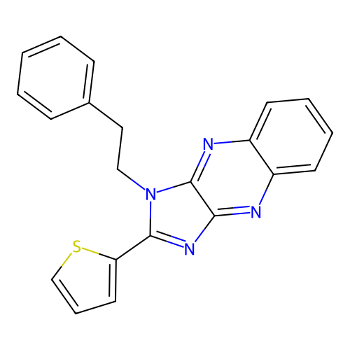 1-(2-phenylethyl)-2-(thiophen-2-yl)-1H-imidazo[4,5-b]quinoxaline structure