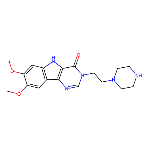 7,8-dimethoxy-3-(2-(piperazin-1-yl)ethyl)-3H-pyrimido[5,4-b]indol-4(5H)-one structure