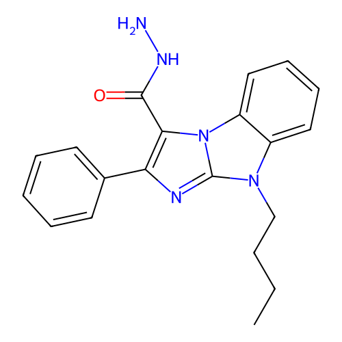 9-butyl-2-phenyl-9H-imidazo[1,2-a]benzimidazole-3-carbohydrazide structure