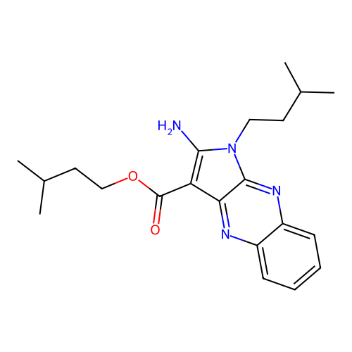 isopentyl 2-amino-1-isopentyl-1H-pyrrolo[2,3-b]quinoxaline-3-carboxylate structure