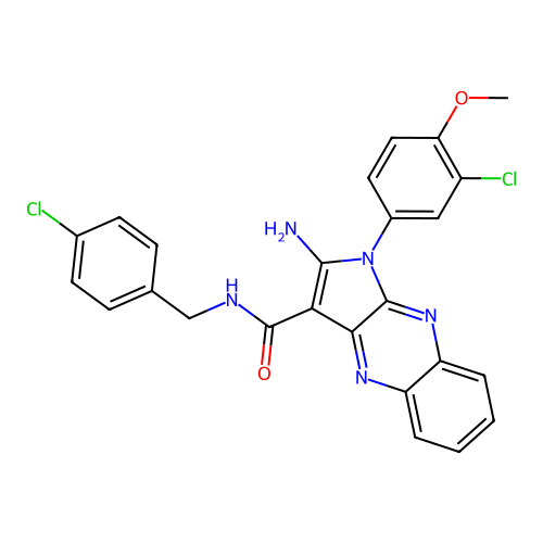 2-amino-1-(3-chloro-4-methoxyphenyl)-N-(4-chlorobenzyl)-1H-pyrrolo[2,3-b]quinoxaline-3-carboxamide structure
