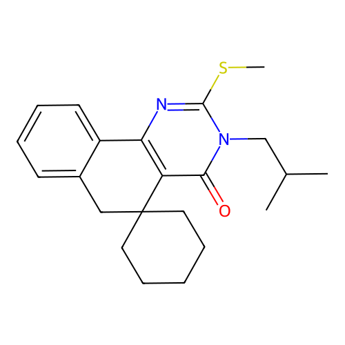 3-isobutyl-2-(methylthio)-3H-spiro[benzo[h]quinazoline-5,1'-cyclohexan]-4(6H)-one structure
