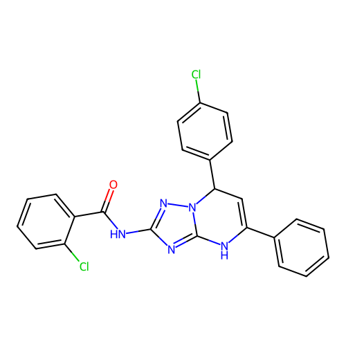 2-chloro-N-(7-(4-chlorophenyl)-5-phenyl-4,7-dihydro-[1,2,4]triazolo[1,5-a]pyrimidin-2-yl)benzamide structure