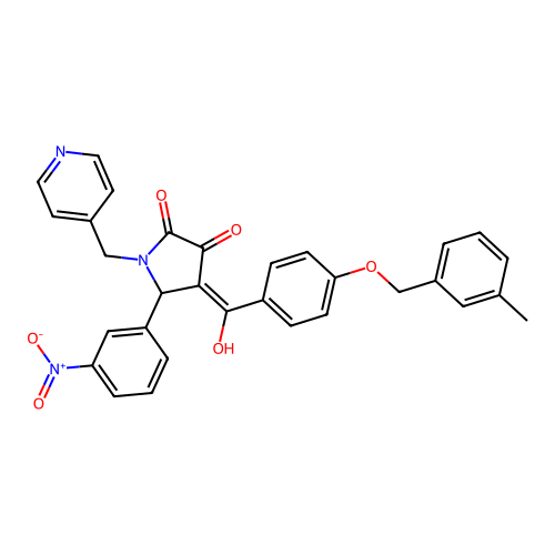 (4E)-4-[hydroxy-[4-[(3-methylphenyl)methoxy]phenyl]methylidene]-5-(3-nitrophenyl)-1-(pyridin-4-ylmethyl)pyrrolidine-2,3-dione structure