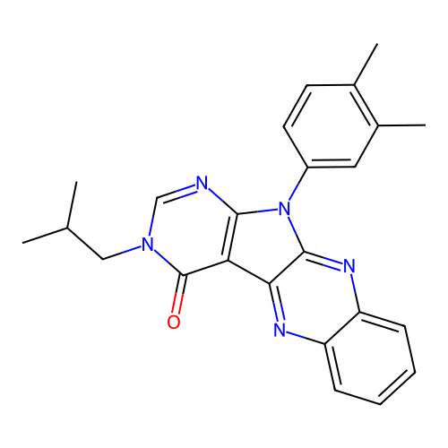 11-(3,4-dimethylphenyl)-3-isobutyl-3H-pyrimido[5',4':4,5]pyrrolo[2,3-b]quinoxalin-4(11H)-one structure