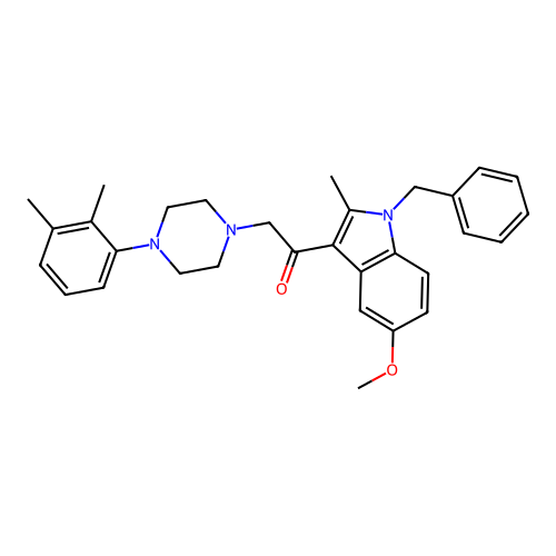 1-(1-benzyl-5-methoxy-2-methyl-1H-indol-3-yl)-2-(4-(2,3-dimethylphenyl)piperazin-1-yl)ethanone structure